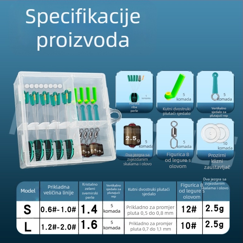 Space Bean set dodatne opreme za ledolov – s dvostrukim jezgrom i kutnim plutačem, silikon; Marka Fish of the Sea; Podrijetlo Kina