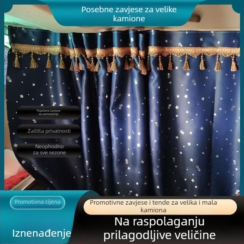 Bočne zavjese za veliki kamion od blackout tkanine, viseće, zaštita od sunca, prilagodljive