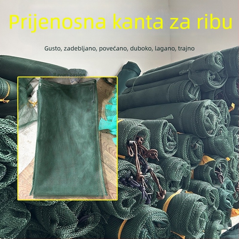 Torba od mreže za zaštitu ribe, sklopiva, debela mreža, fina mreža, s vrpcom