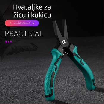 Višenamjenski ribolovni kliješta s plosnatim vrhom, alat za vezivanje udice, kliješta za liniju, krom-vanadij čelik