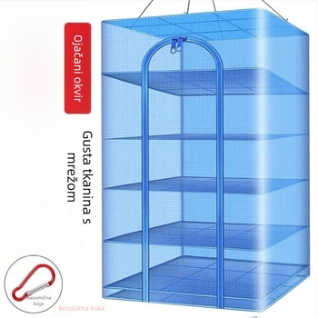 Sklopiva sušilica s PE mrežom, višeslojna, za sušenje povrća, ribe i mesa – protiv komaraca i muha