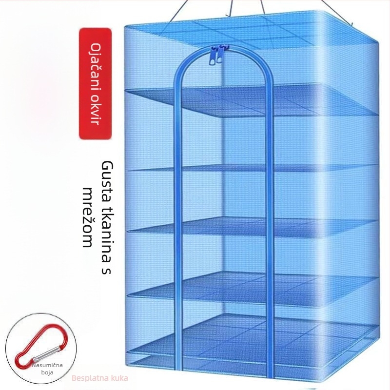 Sklopiva sušilica s PE mrežom, višeslojna, za sušenje povrća, ribe i mesa – protiv komaraca i muha