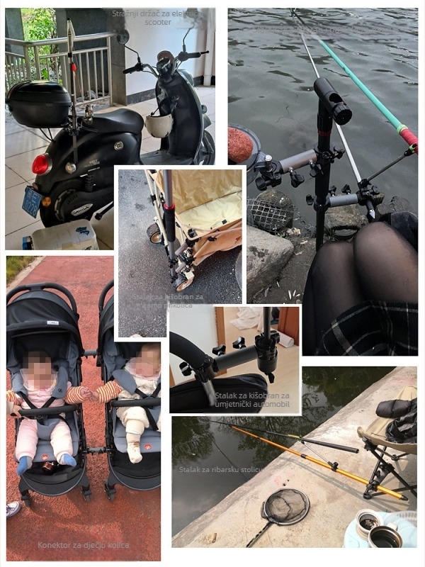 Chaoyu europska stil ribarske stolice s nosačem kišobrana – Pribor za kišobran, multifunkcionalni nosač kišobrana za ribolov, ABS + čelična cijev, univerzalni konektor