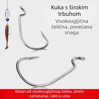Crank kuka s širokim trbuhom – visoko ugljični čelik – za bass i morski ribolov – četiri puta ojačano