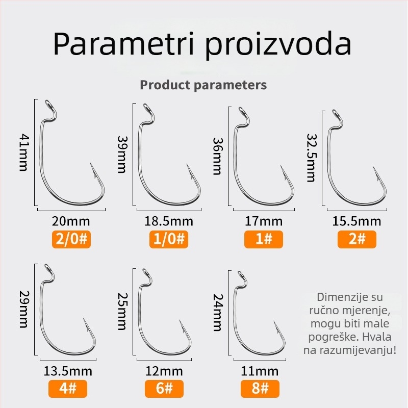 Crank kuka s širokim trbuhom – visoko ugljični čelik – za bass i morski ribolov – četiri puta ojačano
