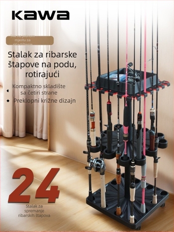 Kawa podna držač za štapove za pecanje s 24 rupa i rolom, ABS