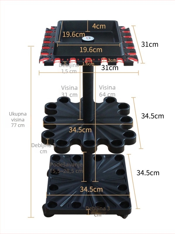 Kawa podna držač za štapove za pecanje s 24 rupa i rolom, ABS