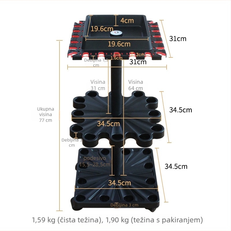 Kawa podna držač za štapove za pecanje s 24 rupa i rolom, ABS