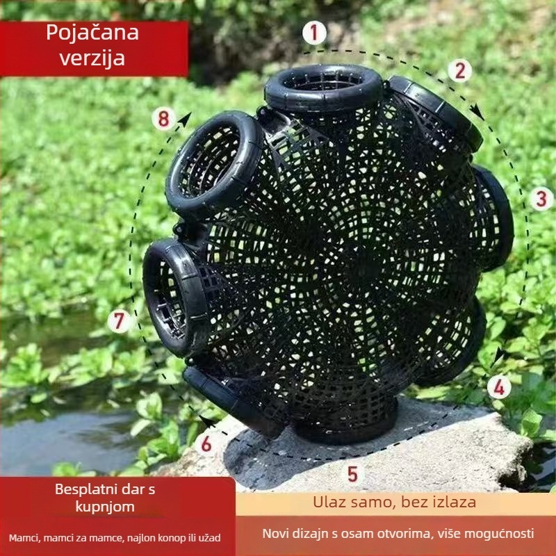 Kavez za ribu s osam rupa i kutijom za uteg, PP materijal