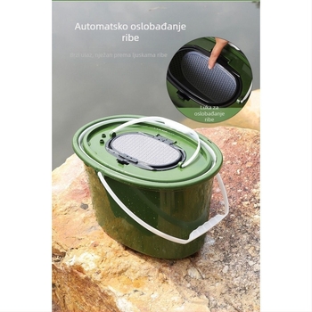 Kanta za ribolov za žive ribe, dvostrukog sloja, čvrsta plastika, 2-u-1 dizajn