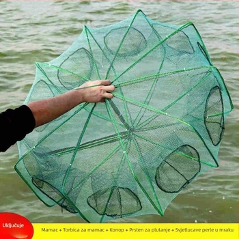 Kvadratni ribarski kavez i mreže za ribu, škampi i krabe