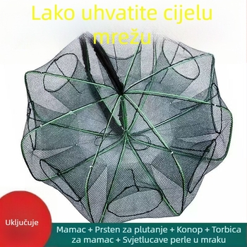 Kvadratni ribarski kavez i mreže za ribu, škampi i krabe