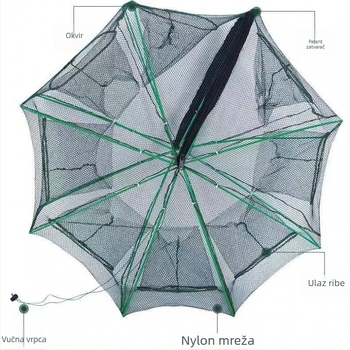 Kvadratni ribarski kavez i mreže za ribu, škampi i krabe