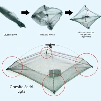 Škampova mreža – otvorena konstrukcija, sklopiva podizna mreža, škampi kavez, alat za mrežne ribolov (Marka: Drugo; Materijal: Drugo)
