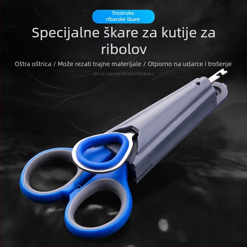 Trostruki multifunkcionalni alat za ribolov od nehrđajućeg čelika: rezač za olovni sloj, rezač ribarske linije i male škare