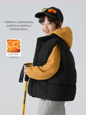 Dječja vest-kardigan u korejskom stilu s zatvaračem, debela poliester izolacija, podstava i punilo od poliester, bez kapulje, zimska jakna za dječake