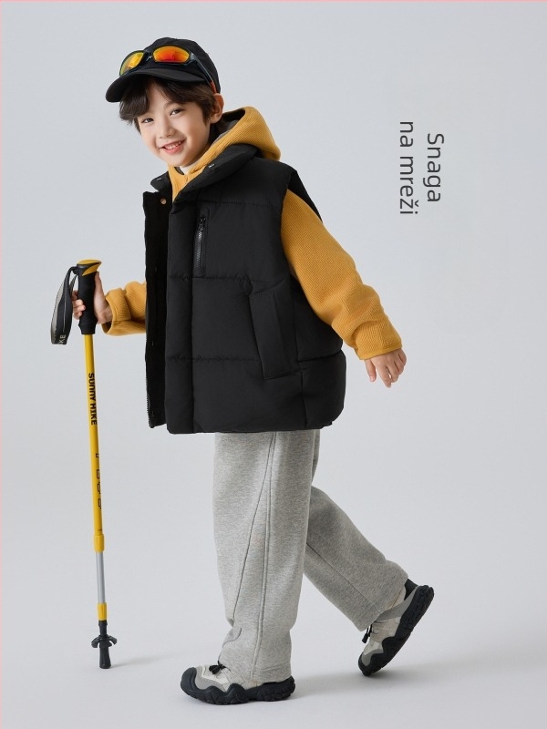 Dječja vest-kardigan u korejskom stilu s zatvaračem, debela poliester izolacija, podstava i punilo od poliester, bez kapulje, zimska jakna za dječake