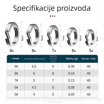 Samsung Fishing Gear 200 komada plosnatih dvostrukih prstena za spojnice mamaca, nehrđajući čelik