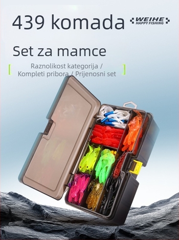 Weihe Sports 439-dijelni set voblera: soft bait, spinner, wave i minnow mamci; materijali: plastika, PVC, olovo