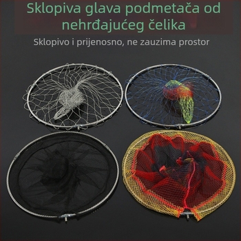 Sklopiva glava mreže od nehrđajućeg čelika, mreža s velikim otvorom, šarolita za ribolov