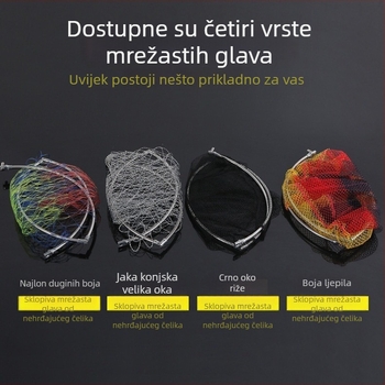 Sklopiva glava mreže od nehrđajućeg čelika, mreža s velikim otvorom, šarolita za ribolov