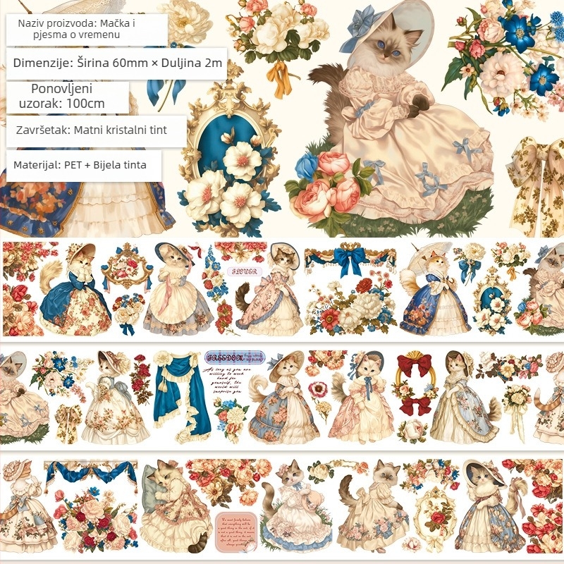 Traka za dnevnik s roztomirnim voćnim desertnim uzorkom, PET materijal, stil gurmanskih deserata, Crystal Ink Laser tehnika, brend Five Treasures