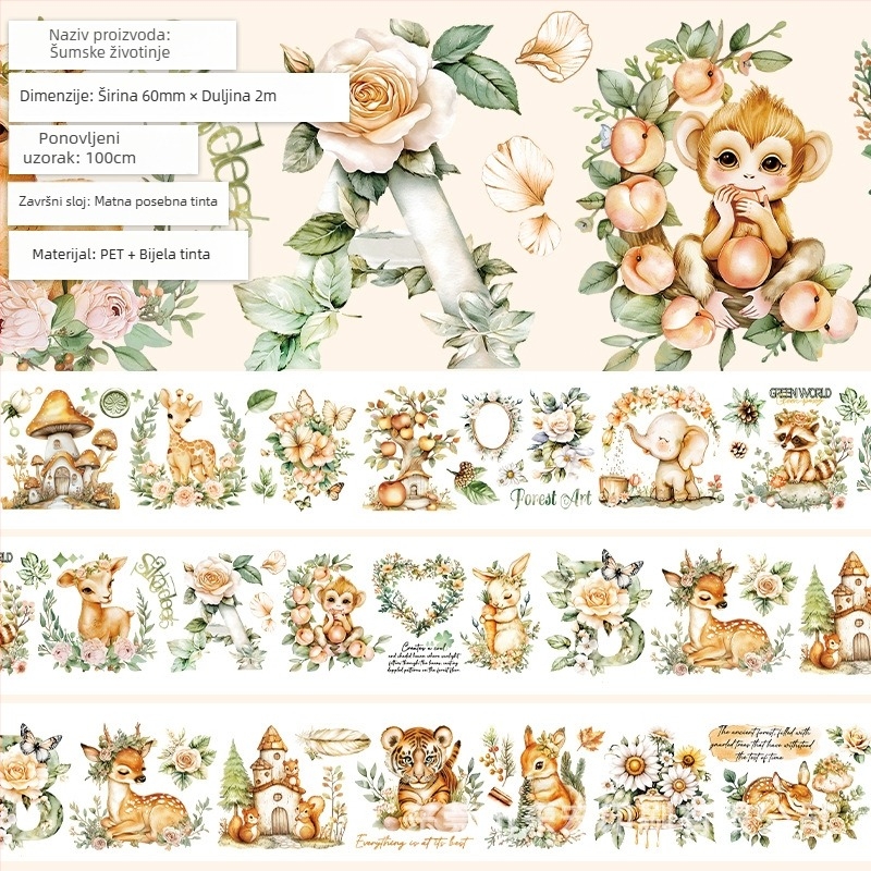 Traka za dnevnik s roztomirnim voćnim desertnim uzorkom, PET materijal, stil gurmanskih deserata, Crystal Ink Laser tehnika, brend Five Treasures