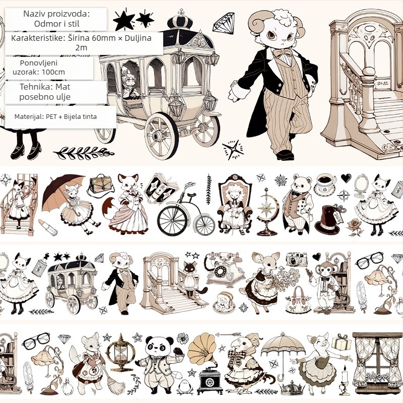 Traka za dnevnik s roztomirnim voćnim desertnim uzorkom, PET materijal, stil gurmanskih deserata, Crystal Ink Laser tehnika, brend Five Treasures