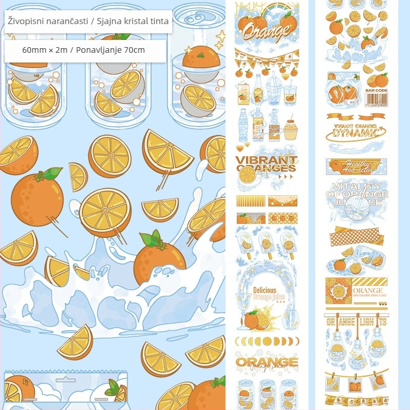 Traka za dnevnik s roztomirnim voćnim desertnim uzorkom, PET materijal, stil gurmanskih deserata, Crystal Ink Laser tehnika, brend Five Treasures