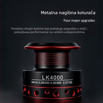 Kalio špining navijač s potpuno metalnom špulom, 12+1 ležajeva, sklopiva metalna ručica