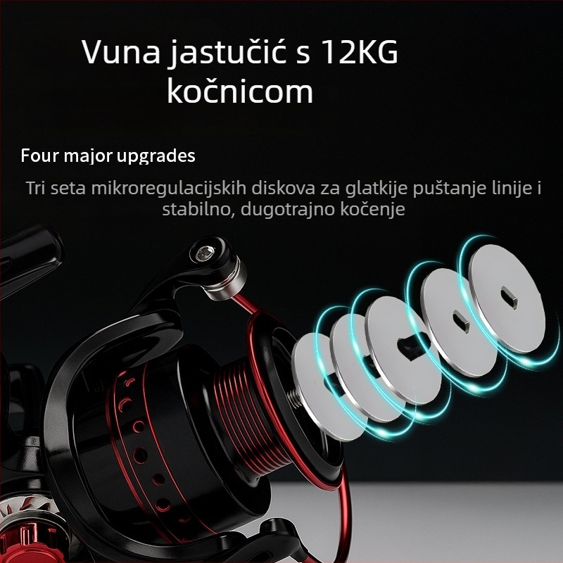 Kalio špining navijač s potpuno metalnom špulom, 12+1 ležajeva, sklopiva metalna ručica