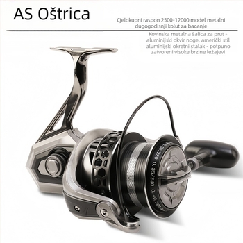 Aojiangshark mikro okretna koluta za pecanje od cijelog metala, dizajn dugog dometa