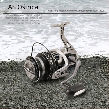 Aojiangshark mikro okretna koluta za pecanje od cijelog metala, dizajn dugog dometa