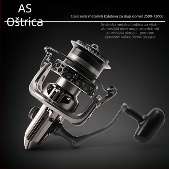 Aojiangshark mikro okretna koluta za pecanje od cijelog metala, dizajn dugog dometa