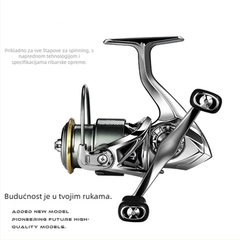 XSHARKS Cjelovito metalni spinning kolut s dvostrukim ramenima, kosim otvorom i plitkim kolutom