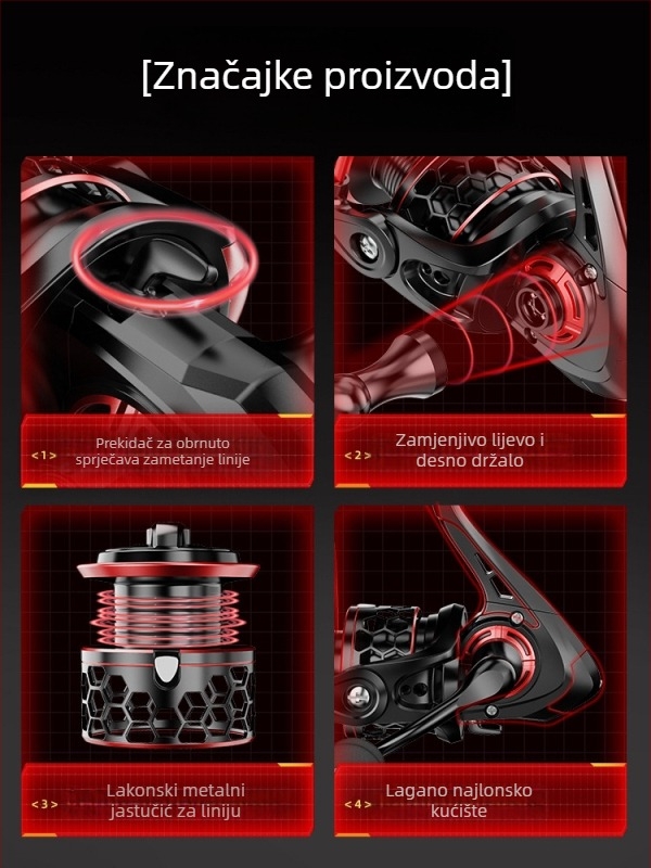 Špin kolut s punim metalnim tijelom i špulom za linу, namijenjen dugim bacanjima, model Jqwnjasjk82, King Giant Fin