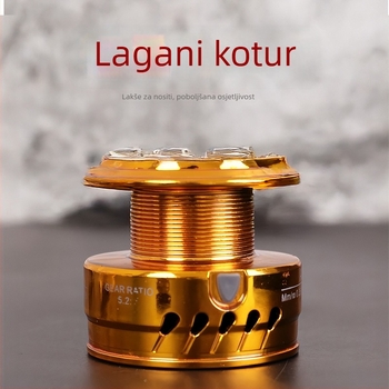 Spinning kolut, potpuno metalna konstrukcija, mogućnost zamjene ručice s lijeve na desnu, omjer prijenosa 5.2:1, pogodan za morski ribolov