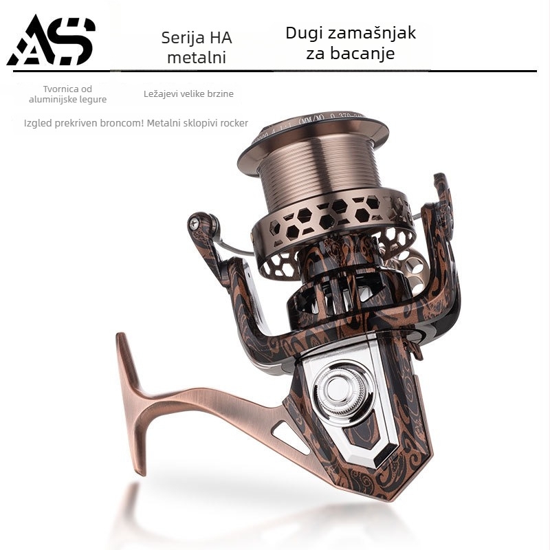 AOJIANGSHARK spining kolut | potpuno metalna konstrukcija | dizajn za dugi hod | pakiranje 10 komada | privatna marka dostupna