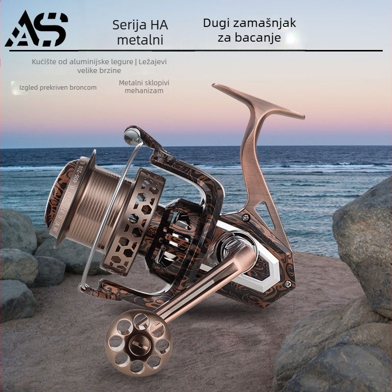 AOJIANGSHARK spining kolut | potpuno metalna konstrukcija | dizajn za dugi hod | pakiranje 10 komada | privatna marka dostupna