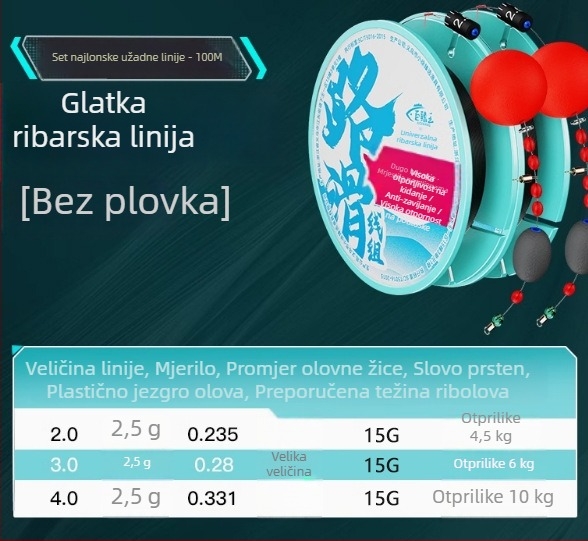Set najlonskih linija za slatkovodni ribolov (Materijal: Najlon; Tip: Set linija; Primjena: Slatkovodni ribolov)