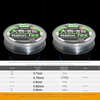 Najlonska ribolovna linija, marka Fan yu, čvrstoća 1, pakiranje 10