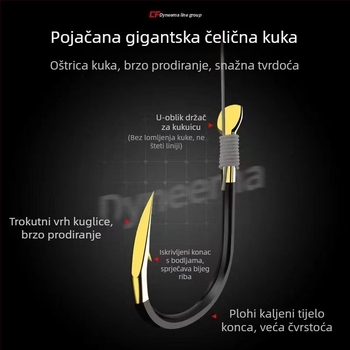 Tai ribolovni set: glavna linija s podlinijom, dvostruka kuka – PE linija, duljina 8,1 m, za jezero