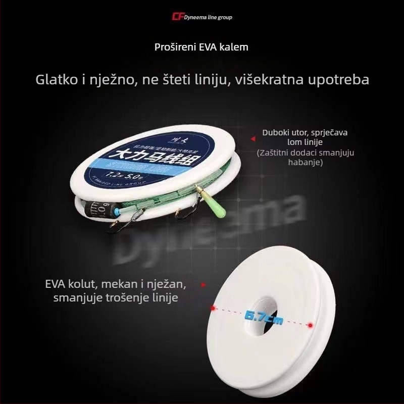 Tai ribolovni set: glavna linija s podlinijom, dvostruka kuka – PE linija, duljina 8,1 m, za jezero