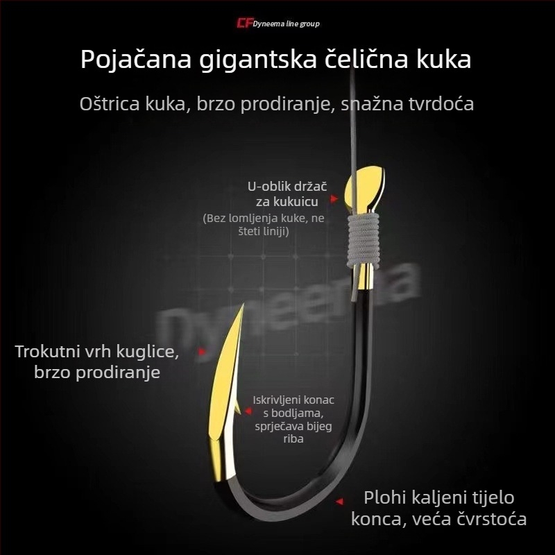 Tai ribolovni set: glavna linija s podlinijom, dvostruka kuka – PE linija, duljina 8,1 m, za jezero