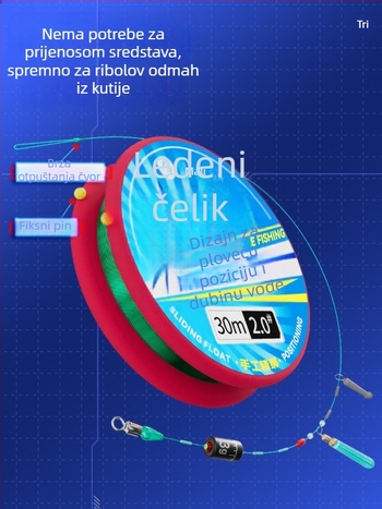 Set linija za ledeno pecanje s kliznim plovkom – 30 m najlona