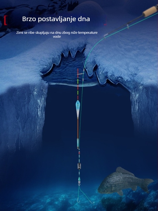 Set linija za ledeno pecanje s kliznim plovkom – 30 m najlona