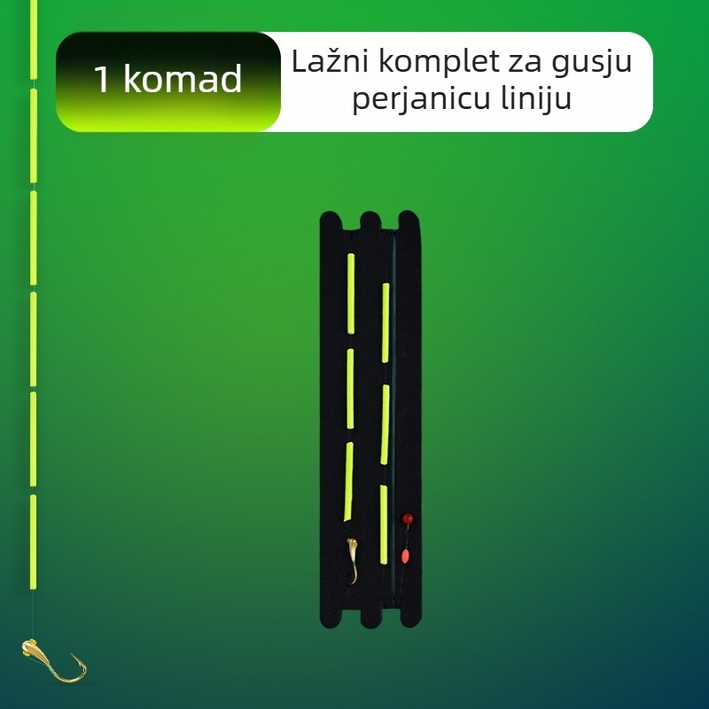 Komplet ribarske linije s imitacijom gusjih pera, plovak sa sedam zvjezdica, kuka s bakrenom glavom, dugi cilindrični plovak, plastični glavni najlon, duljine 2.5/3.0/3.6 m