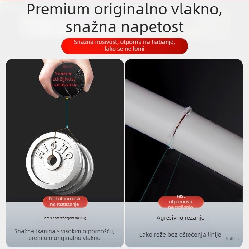 Set linije za šarane — glavna linija i podlinija, ojačana i zavezana, PE materijal, snažan napetost, kompletan pribor