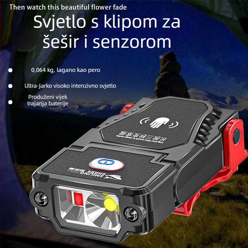 COB čelna lampica s klipom za kapu (Nabavljiva, Na glavi, Do 500 m dometa)
