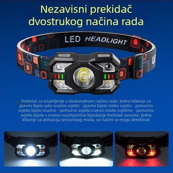 Čelna lampica ABS, LED 10W, 1200mAh, punjiva, domet 200–500m